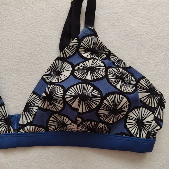 Marimekko For Target Blue & Black Print Triangle Bikini Top L - Picture 3 of 9